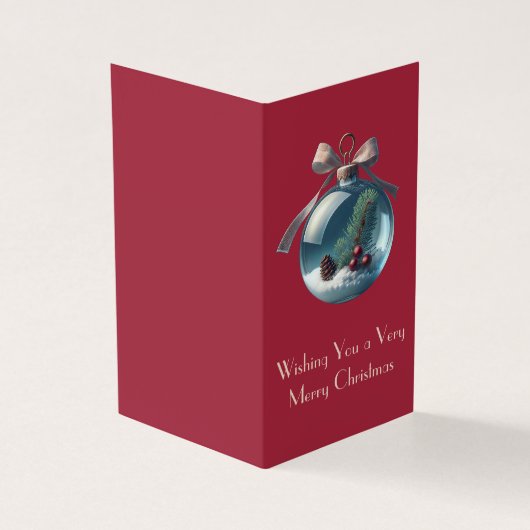 Bourgogne Bow &  Ornament Kerst Kaarten (Buitenkant)