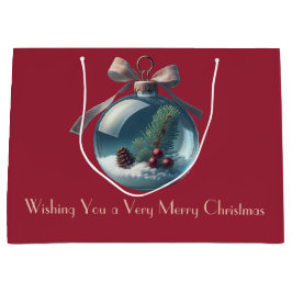 Bourgogne  Bow & Ornament Kerstcadeau Tas Groot Cadeauzakje