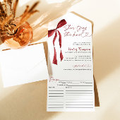 Bourgogne Bow Shes binden van de knoop Vrijgezelle All In One Uitnodiging