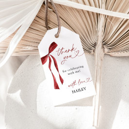 Bourgogne Bow Vrijgezellenfeest Dank u, gunst Tags Cadeaulabel