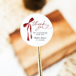 Bourgogne Bow Vrijgezellenfeest Dank u, gunst Tags Ronde Sticker