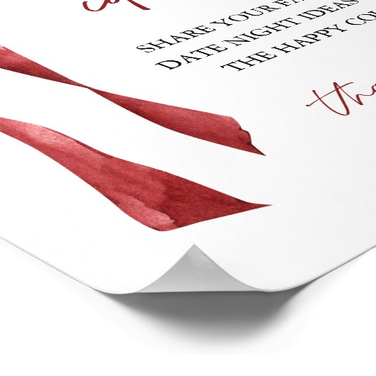 Bourgogne Bow Vrijgezellenfeest Date Night Ideeën  Poster (Hoek)