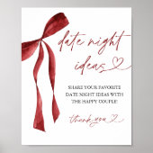 Bourgogne Bow Vrijgezellenfeest Date Night Ideeën  Poster (Voorkant)