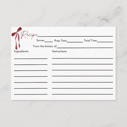 Bourgogne Bow Vrijgezellenfeest Recept Kaart (Voorkant)