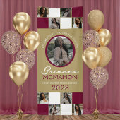Bourgogne & Brons 9 Fotocollage Afstuderen Vinyl Spandoek