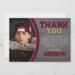 Bourgogne & Bronze Chalkboard Afstudeerder Dank u  Kaart