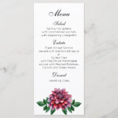 Bourgogne bruiloft diner menu. Dahlias menu party (Voorkant)
