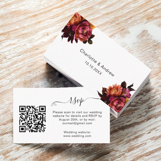 Bourgogne bruiloft reactie website QR code RSVP Informatiekaartje