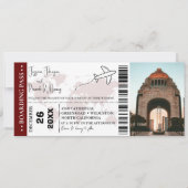 Bourgogne bruiloft uitnodiging Boarding pass ticke (Voorkant)