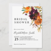 Bourgogne Bruin Bloemen Herfst Herfst Vrijgezellen Kaart (Voorkant)