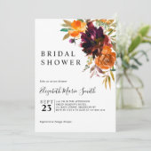 Bourgogne Bruin Bloemen Herfst Herfst Vrijgezellen Kaart (Staand voorkant)