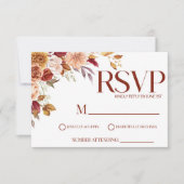 Bourgogne Bruin Herfst Herfst Elegant Bruiloft RSVP Kaartje (Voorkant)