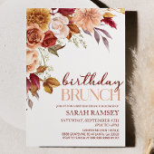 Bourgogne Bruin Sinaasappel Bloemen Verjaardagsbru Kaart