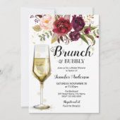 Bourgogne Brunch & Bubbly Bruids Douche Uitnodigin Kaart (Voorkant)