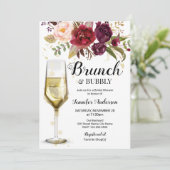 Bourgogne Brunch & Bubbly Bruids Douche Uitnodigin Kaart (Staand voorkant)