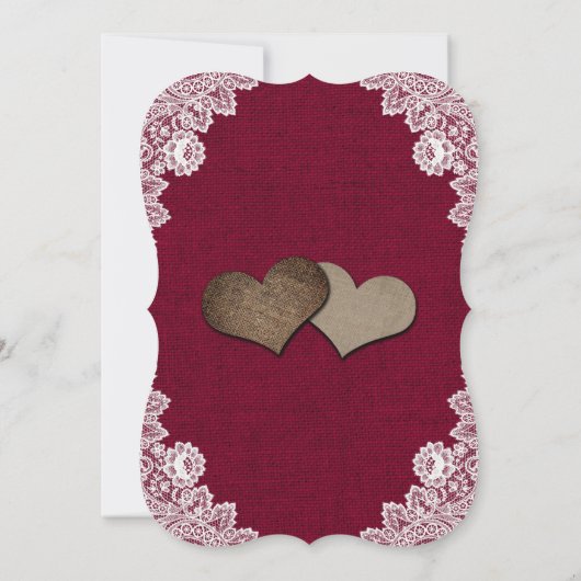 Bourgogne Burlap Bloemen Kant Zonnebloem Huwelijk Kaart (Achterkant)