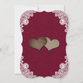 Bourgogne Burlap Bloemen Kant Zonnebloem Huwelijk Kaart (Achterkant)