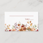 Bourgogne Burnt Sinaasappel Bloemen Bruiloft Plaatskaartje (Voorkant)