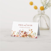 Bourgogne Burnt Sinaasappel Bloemen Bruiloft Plaatskaartje (Achterkant)