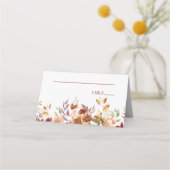 Bourgogne Burnt Sinaasappel Bloemen Bruiloft Plaatskaartje (Voorkant)