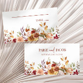 Bourgogne Burnt Sinaasappel Bloemen Bruiloft Plaatskaartje