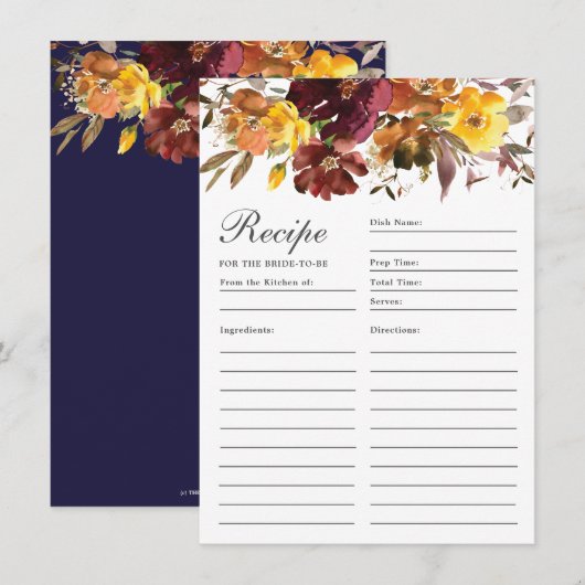 Bourgogne Burnt Sinaasappel bloemrecept voor bruid Bedankkaart (Voorkant / Achterkant)