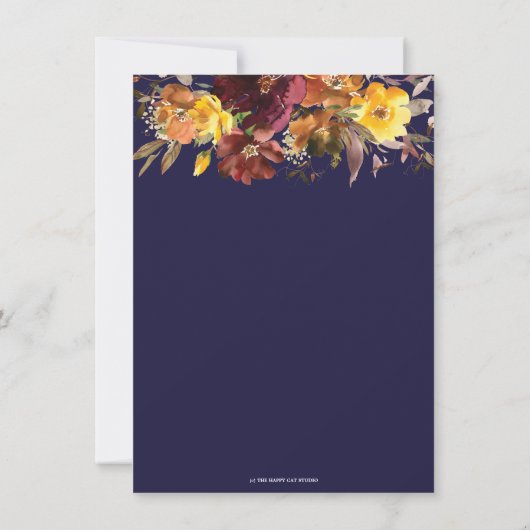 Bourgogne Burnt Sinaasappel bloemrecept voor bruid Bedankkaart (Achterkant)