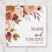 Bourgogne Burnt Sinaasappel Bruin Bloemen Bloemen  Bedankjes Labels (Achterkant)