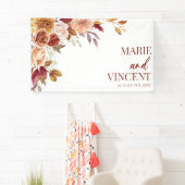 Bourgogne Burnt Sinaasappel Bruin Bloemen Bloemen  Spandoek (Insitu)