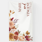 Bourgogne Burnt Sinaasappel Bruin Bloemen Bloemen  Spandoek (Verticaal)