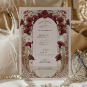 Bourgogne Calla Lily Wedding Art Nouveau Mucha Folie Uitnodiging