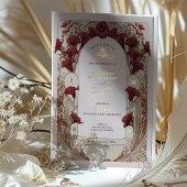 Bourgogne Calla Lily Wedding Art Nouveau Mucha Folie Uitnodiging