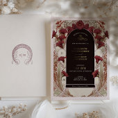 Bourgogne Calla Lily Wedding Art Nouveau Mucha Folie Uitnodiging