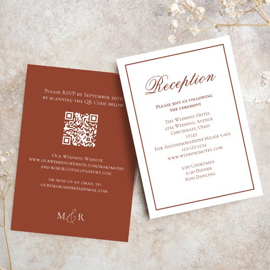 Bourgogne Calligraphy Script Receptie RSVP Informatiekaartje