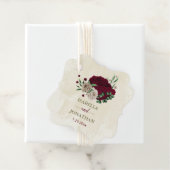 Bourgogne champagne bloemen bruiloft bedankjes labels (In situ)