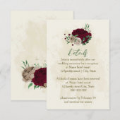 Bourgogne champagne bloemen bruiloft details informatiekaartje (Voorkant / Achterkant)