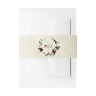 Bourgogne champagne bloemen bruiloft uitnodigingen wikkel