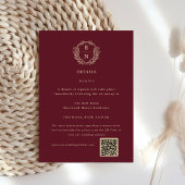 Bourgogne Champagne Crest Monogram Trouwdetails Informatiekaartje