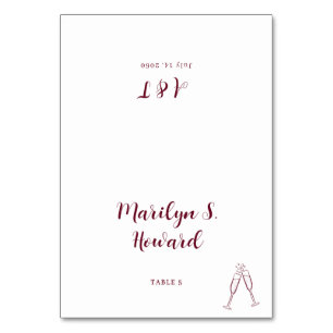 Bourgogne Champagne Minimalistische Monogram Huwel Kaart