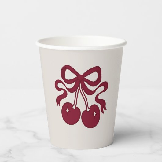 Bourgogne Cherry op Top Baby shower Papieren Bekers (Achterkant)