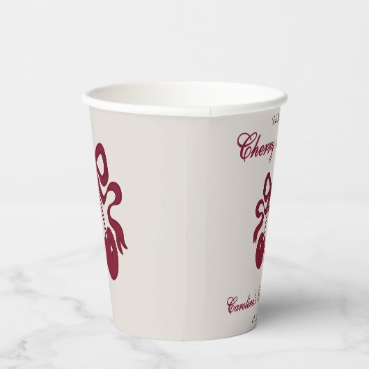 Bourgogne Cherry op Top Baby shower Papieren Bekers (Rechts)