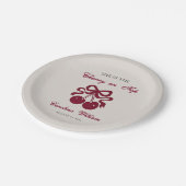 Bourgogne Cherry op Top Baby shower Papieren Bordje (Gekanteld)