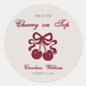 Bourgogne Cherry op Top Baby shower Ronde Sticker (Voorkant)