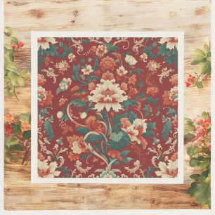 Bourgogne Chinoiserie Antiek Bloemen Vintage Zomer Servet