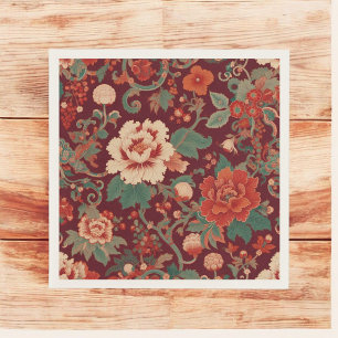 Bourgogne Chinoiserie Antiek Bloemen Vintage Zomer Servet