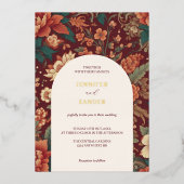 Bourgogne Chinoiserie Huwelijk Elegant Classic Folie Uitnodiging (Voorkant)