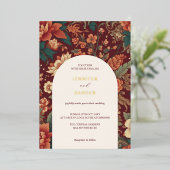 Bourgogne Chinoiserie Huwelijk Elegant Classic Folie Uitnodiging (Staand Voorkant)