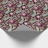 Bourgogne Chinoiserie pauw bloemendecoupage Cadeaupapier (Hoek)