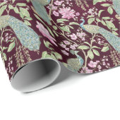 Bourgogne Chinoiserie pauw bloemendecoupage Cadeaupapier (Rol Hoek)