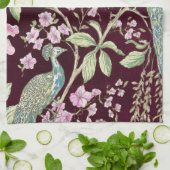 Bourgogne Chinoiserie pauwenbloem Theedoek (Gevouwen)